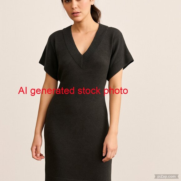 Calvin Klein Gray Merino Wool Blend Short Sleeve Sweater Dress Size M - Picture 2 of 7